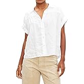 Velvet by Graham & Spencer Womens Aria Short Sleeve Button Down Top