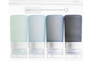 MICEBAY Condiment Squeeze Bottles for Sauces, 2-oz Mini Silicone Salad Dressing Container to Go with Reusable Sandwich Bag, Leakproof Ketchup Bottle for Bento Lunch Box, 4 Pack, Gray