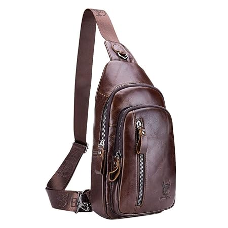 MKchung BULLCAPTAIN Men Shoulder Bags Sport Crossbody Bag Waist Chest Pack (Coffee