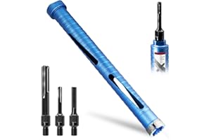 DaduoRi 1 1/2" Dry Core Drill Bit, 5/8"-11 Thread, with 3 Adapters Included: SDS Plus, SDS Max and 1/2" Hex Shank; 9.5" Drilling Depth,1.5" Diamond Concrete Drill Bit for Masonry Brick Block Stucco