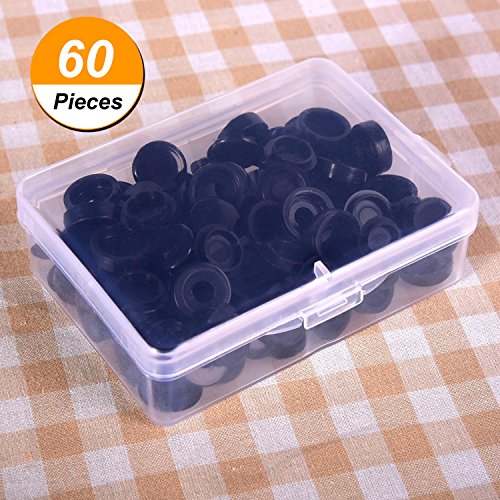 60 Pieces Black Screw Covers Plastic Screw Caps with Storage Box for