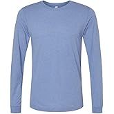 Long Sleeve Tee in Heather Carolina Blue by BELLA + CANVAS