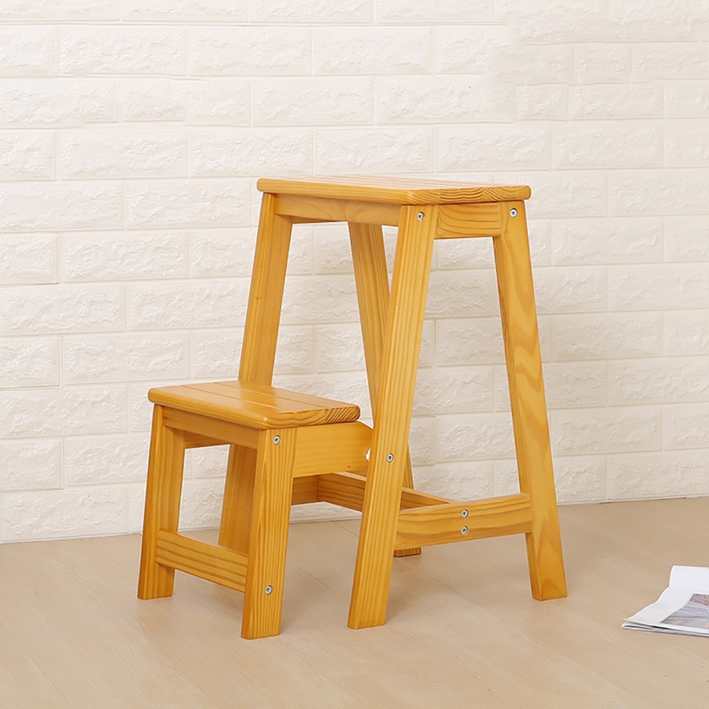 絶対一番安い 折りたたみ梯子無垢材多機能階段スツール屋台を登る家庭用二段梯子棚 色 C B07fnbn7yv メーカー包装済 Shed4less Com