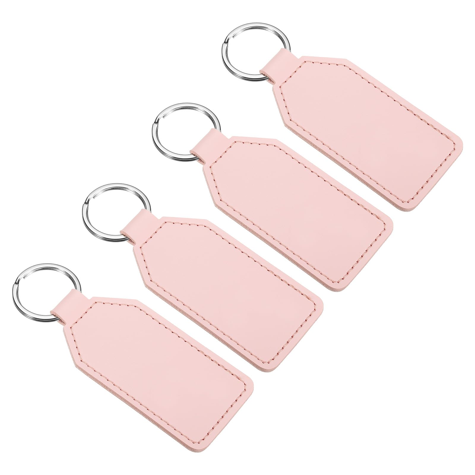 PATIKIL Leather Keychain Blanks, 4 Pack PU Leather Key Fob with Key Rings for DIY Crafts Laser Engraving Keychain Making Leather Working, Pink