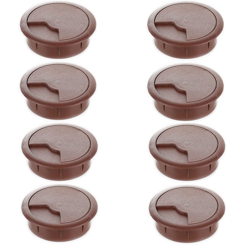 Sossai Desk Cable Grommet/Cable Outlet/Cord Hole Cover Plate for Desks, Offices & Worktops | 8 pc KDM2-60 | Colour: Brown | Diameter: 60 mm
