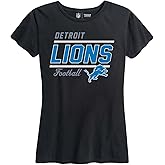 Team Fan Apparel NFL Gameday Women's Relaxed Fit T-Shirt - Rib Neck Contour - Tagless Short Sleeve Tee - Stay Cool & Stylish (Detroit Lions - Black, X-Large)