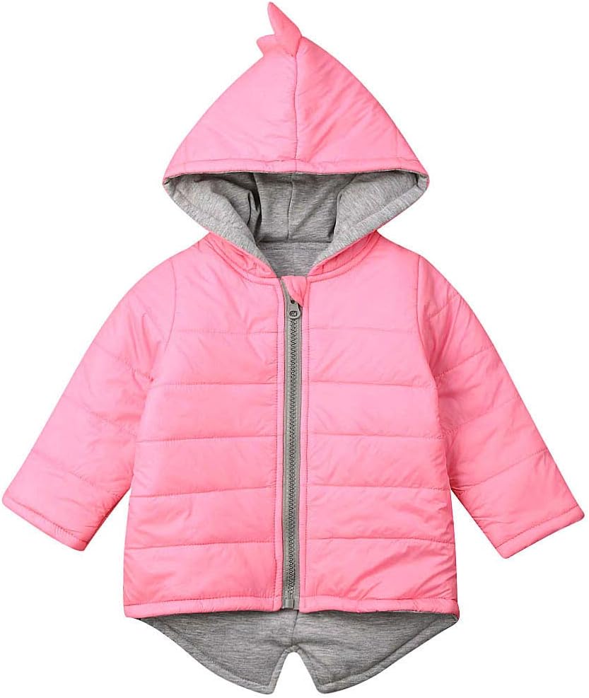 Toddler Baby Boy Girl Coat 3D Dinosaur Winter Long Sleeve Hooded Outerwear Jacket with Zipper