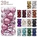 KI Store Pink Christmas Balls 20pcs 3.15-Inch Christmas Tree Decoration Ornaments for Xmas Tree Holiday Wreath Garland Decor Ornaments Hooks Included