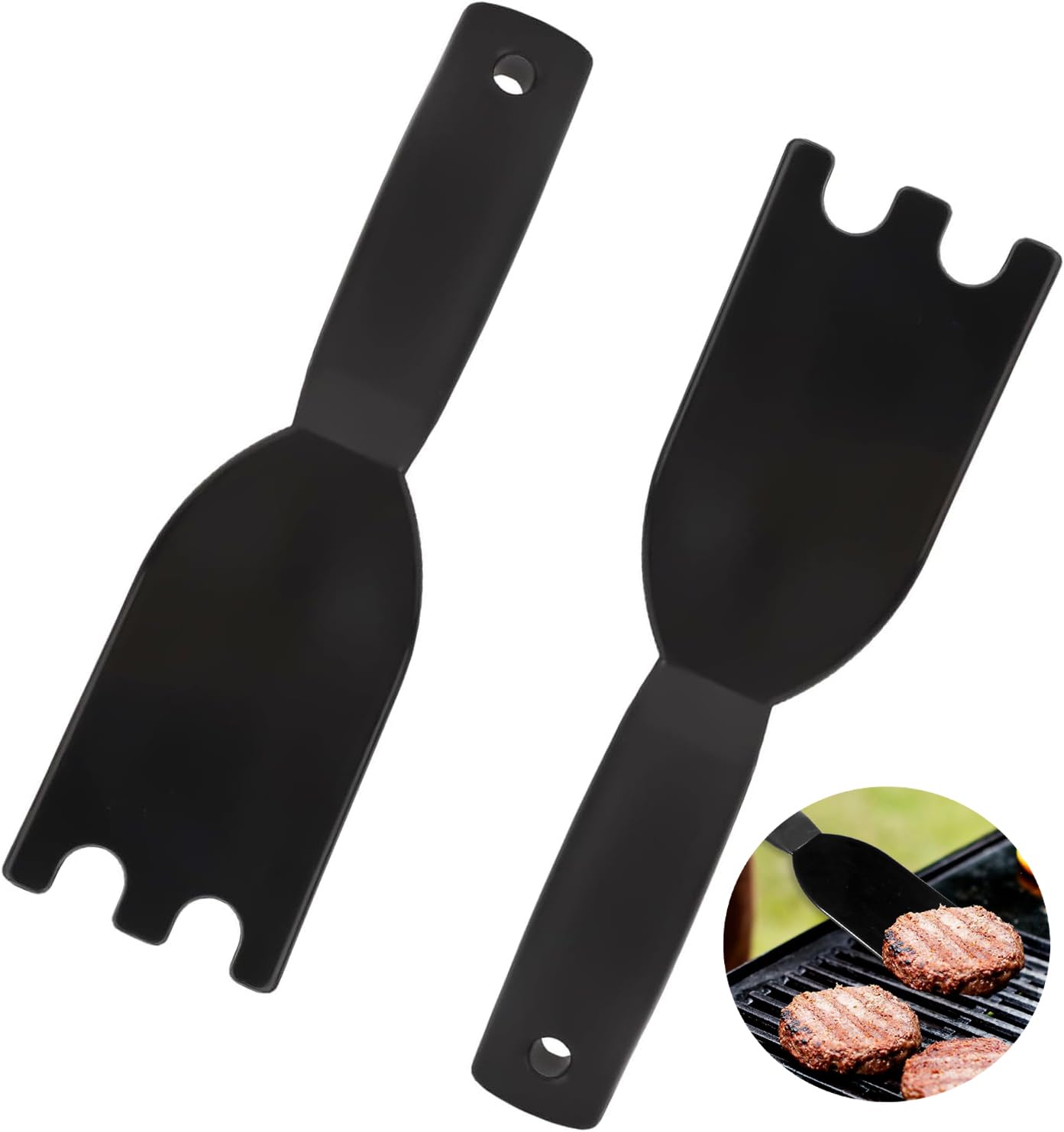 VNIDJGB 2 Pcs Pack Grill Scraper,Comfortable Grip Nylon Spatula,Heat-Resistant Grill Spatula,Household Grills Cleaning Brush,Easy Cleaner Tool for Indoor and Most Other Grills with Grooves