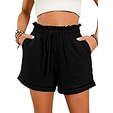 FMIRREO Womens Casual Cotton Shorts Comfy Elastic Waist 2025 Cute Shorts Summer Beach Pull On Short with Pockets(S-2XL)