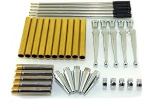 Gaicabi Twist Mechanism Woodturning Pen Kit Set-Fancy Slimline X 5 in Chrome Silver Finish
