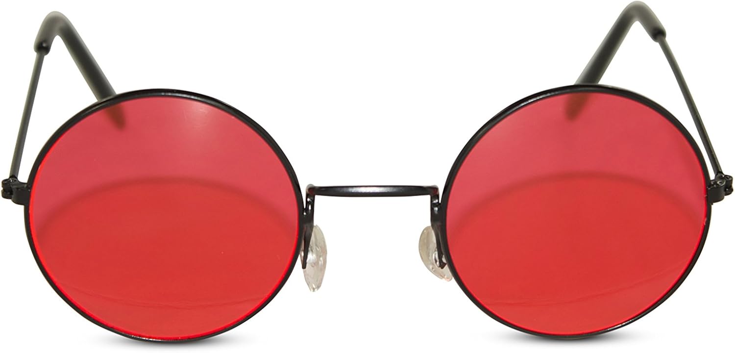 John Lennon Sunglasses Round Hippie Shades Retro Colored Lenses Retro Party (Black frame w/Purple Lens): Shoes