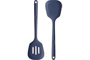 U-Taste 13.6in Silicone Turners: 600ºF Heat Resistant BPA-Free Solid & Slotted Cooking Spatula Flipper, Wide & Large Kitchen 