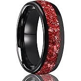 Concept Knight Tungsten Carbide Rings for Men and Women 8mm/4mm Men‘’s Engagement Wedding Bands Inlaid Purple Galaxy Opal Fashion and High Polish