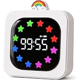 Digital Visual Timer for Kids, Rechargeable 99-Minute Countdown with 12-Star Rainbow LED Display, 9 Color Modes, Silent Mode &amp; Pause, Timer for Classroom, Home &amp; Kitchen