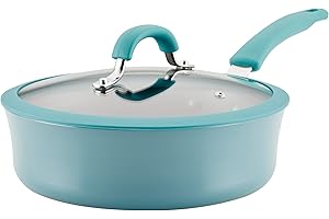 Rachael Ray Cook + Create Nonstick Sauté Pan with Lid, 3 Quart, Agave Blue