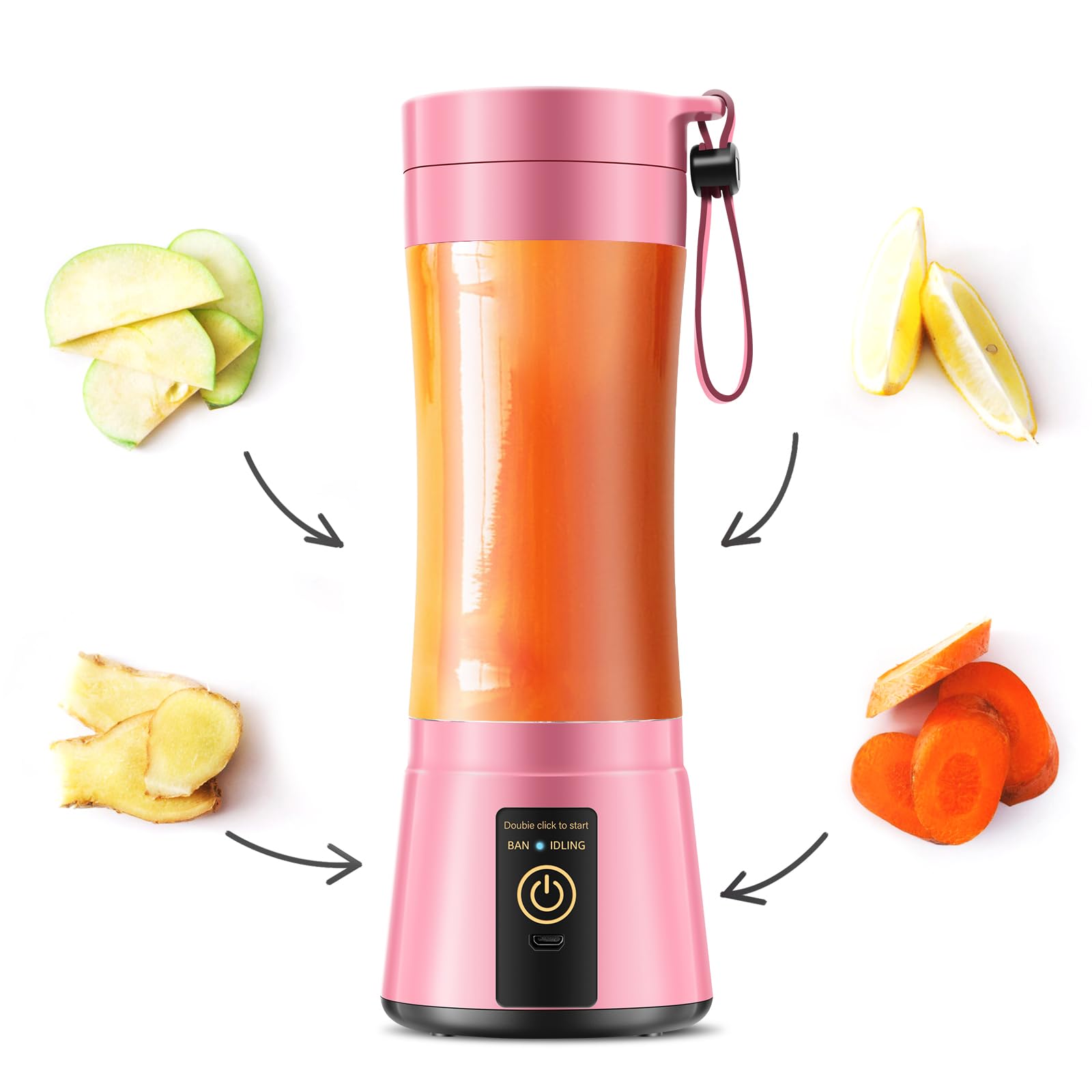 Photo 1 of Portable Blender Make Shakes and Smoothies - USB Rechargeable Personal Size Mini Blender Freshly Squeezed, 380Ml BPA Free Travel Cup in Picnic/Office/Gym, Valentines Day Gift