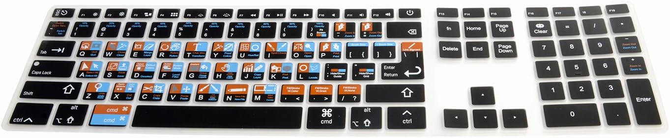 Casiii Shortcuts Keyboard Skin Adobe Photoshop & Adobe Illustrator (US Num)
