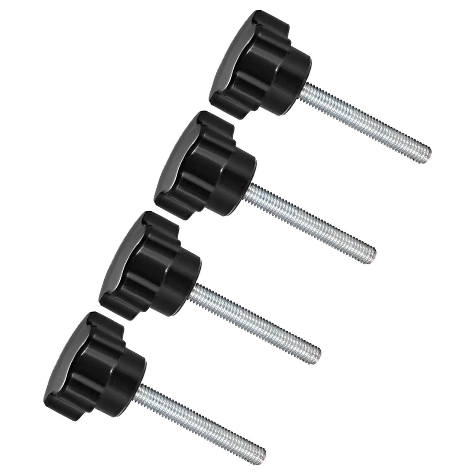 CoCud Star Clamping Knobs, M6 x 45mm Male Thread 38mm Head, Plastic Thumb Screw Grip Hand Knobs Threaded Bolt Black - (Applications: for Lathe Machinery), 4-Pieces