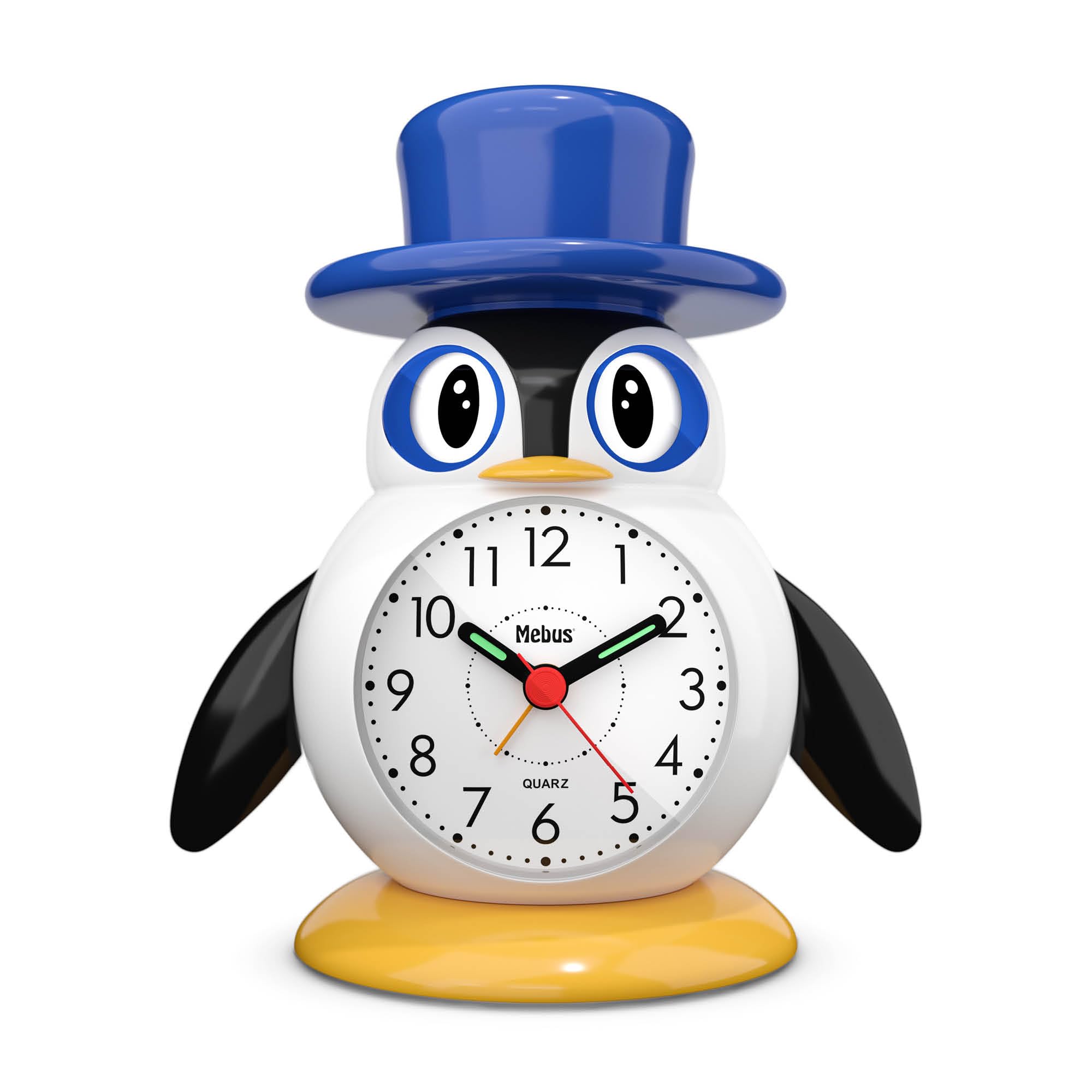 Mebus Unisex Analog Quartz Alarm Clock, White Plastic 26514