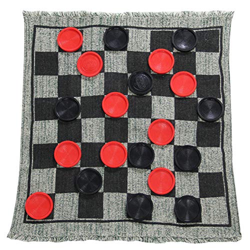 LuluÂ Home Giant Checkers, 3-in-1 Jumbo Checkers Rug Checkers Board Game with Super Tic Tac Toe Set
