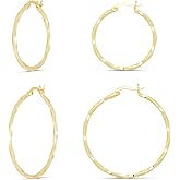 Amazon Essentials Gold Plated and Silver Plated Textured Hoop Sets