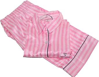 Amazon.com: Victoria's Secret Satin Pajama The Afterhours 2 Piece Set Pink Stripe Extra Large 
