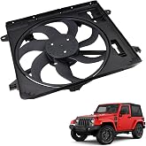 Lqito Engine Cooling Radiator Fan Assembly Compatible with 2012-2017 Jeep Wrangler,2018 Wrangler JK 3.6L Replace#68143894AA 68143894AB 621-601 6010277 624080 CF13078