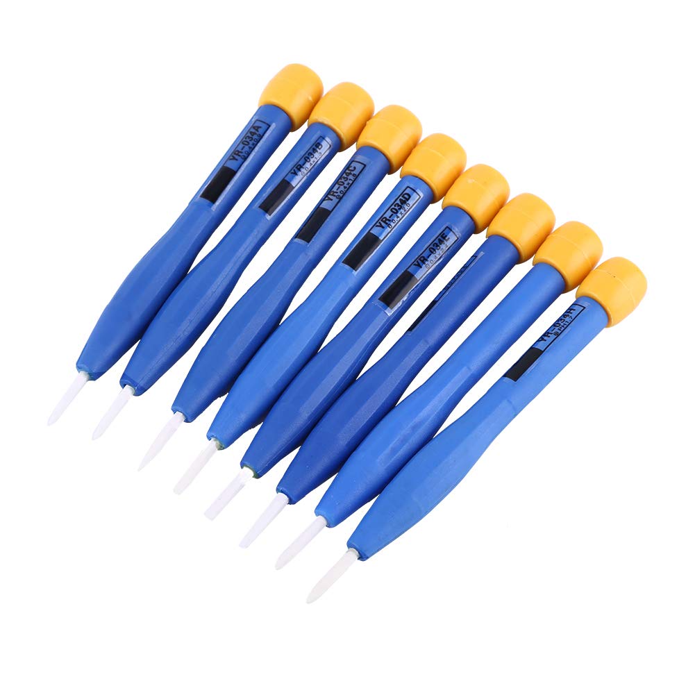 8-Piece Ceramic Screwdriver Set, Professional Anti-Static Repair Tool Kit with Zirconia Bits for High Frequency Circuit Adjustment, 10.5cm
