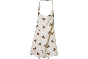 HADEEONG Muslin Nursing Cover for Baby Breastfeeding, Breathable 100% Cotton Breastfeeding Cover with Rigid Hoop for Mother Nursing Apron, Multi-use Carseat Canopy (Bear)