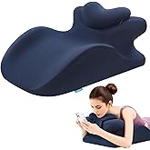 Adaptive Hip Pillow for Couples, Memory Foam Ergonomic Elevation Bed Support Pillow for Back Pain &amp; Post Surgery Recovery, Reading Cushion with Removable Washable Cover &amp; Anti‑Slip Base (Blue)