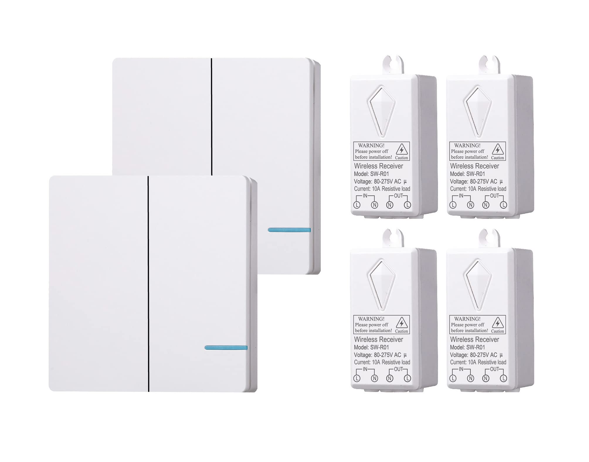 Lancoon Remote Light Switch and Receiver Kit, No Wiring & No WiFi Long Range Waterproof Programmable Expandable Easy To Install for House Ceiling Pool Indoor Outdoor Lights Small Appliance