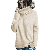 FISACE Womens Oversized Turtleneck Pullover Sweater Cable Knit Long Sleeve Sweater Tops
