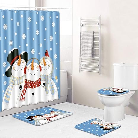 Amazon Jonofono トイレカバーセット おしゃれ 便座カバーセット バスマット U型足元マット O型蓋カバー トイレマット セット3点 クリスマス雪だるま 45 75 J B003 トイレマット タンクカバー ホーム キッチン オンライン通販