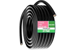 Gubrdfrsod 27 FT Heavy Duty 14 Gauge 7 Way Trailer Wire Color Coded 7 Wire Trailer Cable with Jacketed Insulated 7 Way Round Stranded Pure Copper Conductor Wiring - 27 FT ROLL
