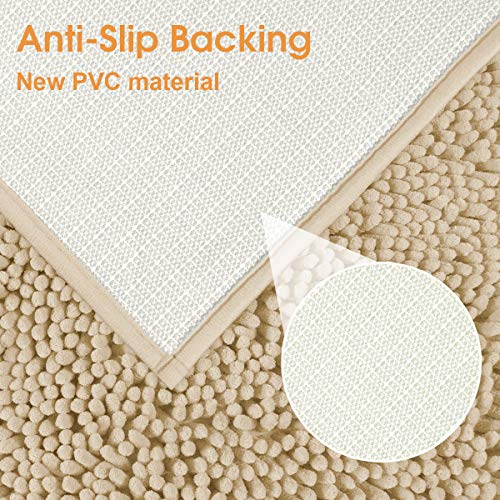 BYSURE Beige Bathroom Rug Set 3 Piece, Bath Rugs Toilet Rugs and Mats