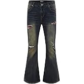 Wbestwind 70s Disco Pants for Men Relaxed Stretch 60s 70sBell Bottom Fit Comfort Flared Retro Leg Denim Vintage Jeans