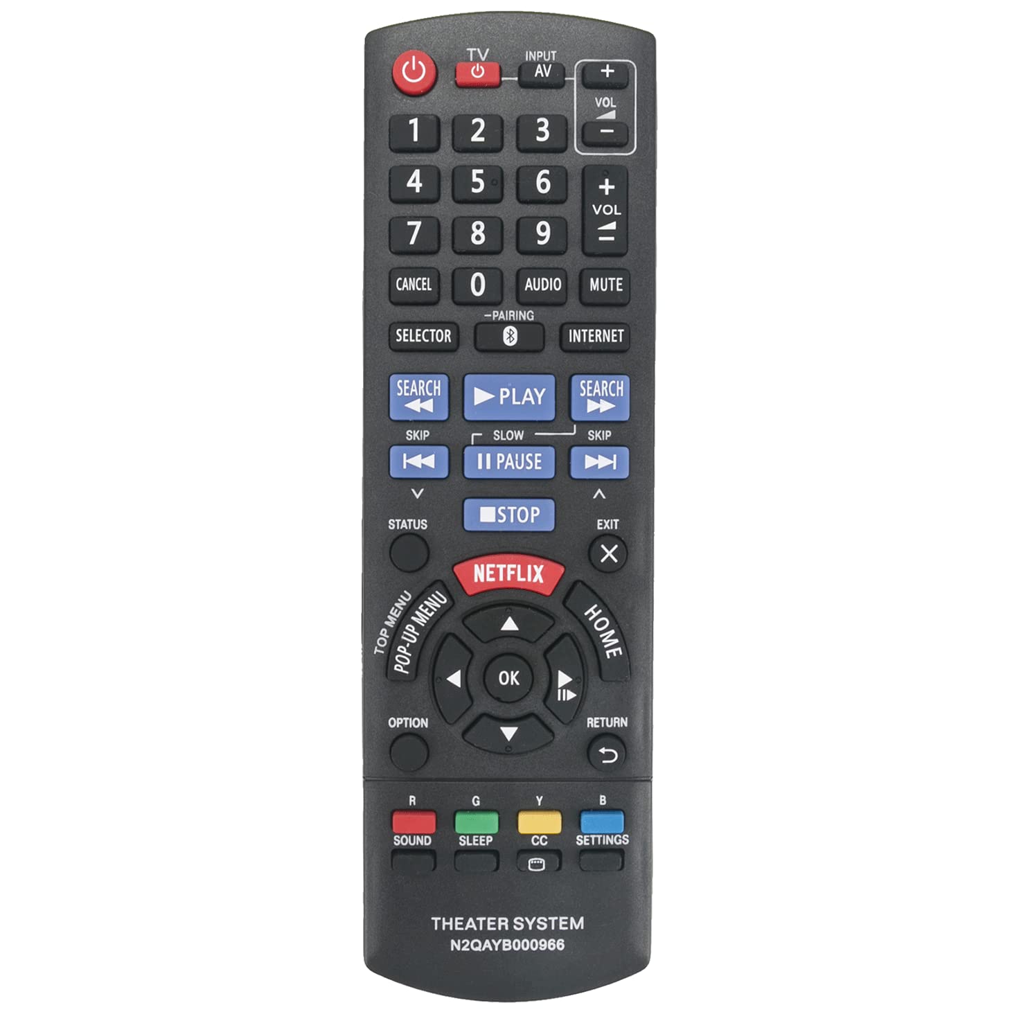 VINABTY N2QAYB000966 Replacement Remote Control Compatible with Panasonic Blu-ray Disc Home Theater SC-BTT465 SC-BTT405 SC-BTT105 SC-BTT433 SC-BTT785 SC-BTT466 SA-BTT466 SA-BTT465 SA-SABTT466
