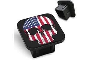 Tnomchey Skull USA Flag Trailer Hitch Receiver Cover Cap Head Skeleton American Star Stripe Car 2" Trailer Cover Tow Hitch Covers Tube Plug Square Mouth Protection Cover 2 Inch