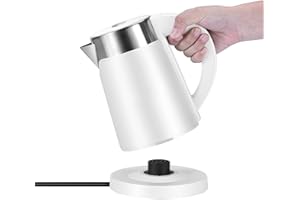 Wdcme Small Portable Electric Tea Kettle, 0.8L Travel Electric Coffee Kettle, Mini Hot Water Boiler Stainless Steel (White)