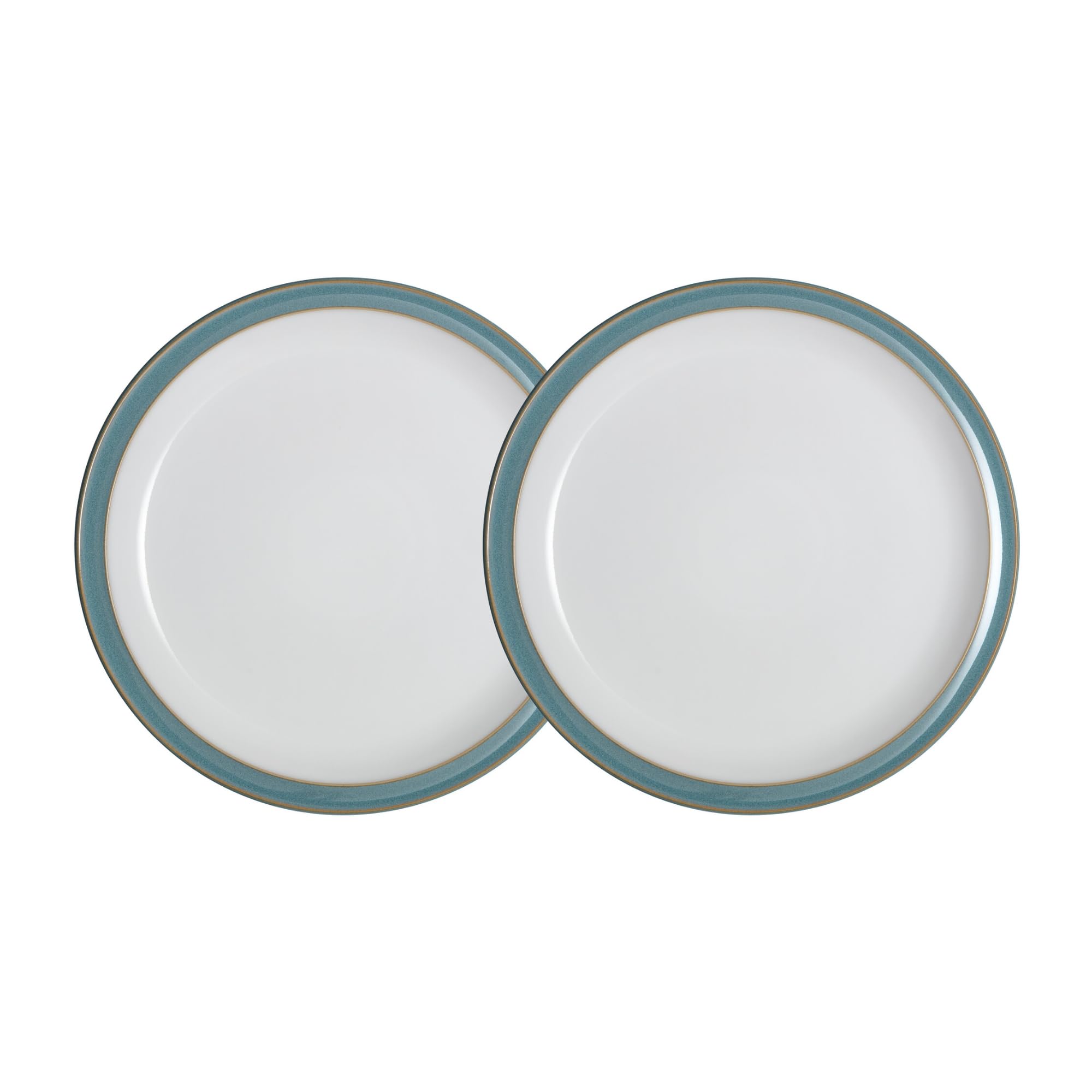 Denby - Azure Blue Small Plates Set of 2 - Dishwasher Microwave Safe Crockery 18.5cm - Blue, White Ceramic Stoneware Tableware Side Plates - Chip & Crack Resistant