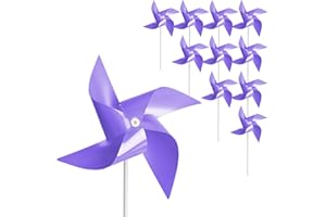 Tsocent 50 Pcs Pinwheels, Wind Spinners and Party Favors Gifts for Kids, Outdoor Decorational Pinwheels for Yard and Garden (Light Purple)