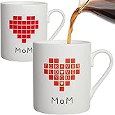 Lovift Coffee Mug Birthday Gift for Mom, Novelty Ceramic Tea Cup Mother's Day Gifts for Best Mother from Daughter and Son, Funny Color Changing Red Heart Mosaic Christmas Gifts for Mama Women. 12 oz.