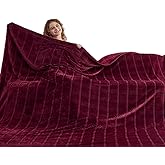 Oversized King Fleece Blanket 120x120 Inches, Seamless Soft Cozy 3D Jacquard Flannel Blanket 10'x10' Extra Large for Bed, Sofa, Couch, Travel & Camping, California King Throw, Burgandy Red