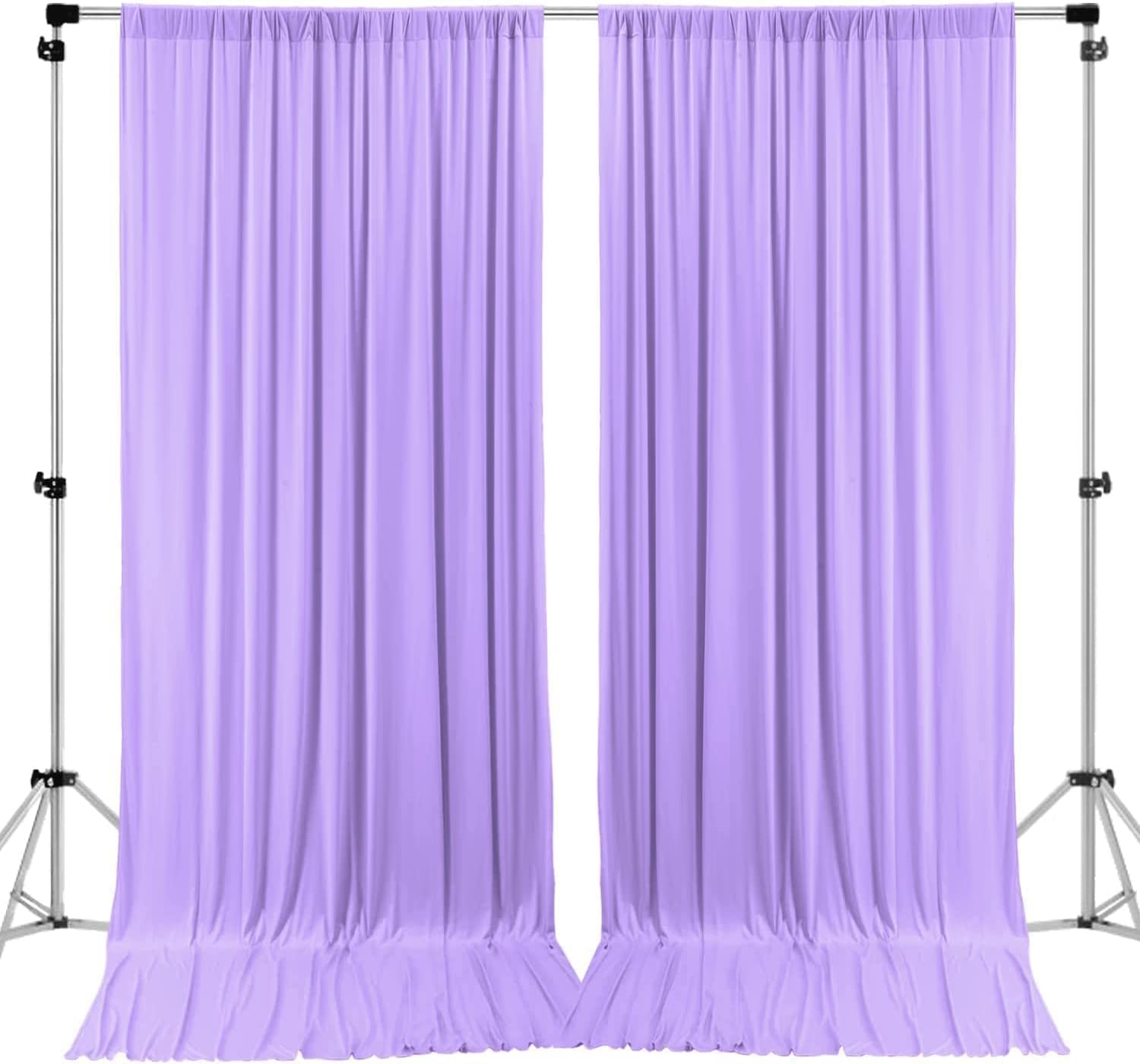 AK TRADING CO. 10 feet x 8 feet IFR Polyester Backdrop Drapes Curtains Panels with Rod Pockets - Wedding Ceremony Party Home Window Decorations - Lavender Image AK TRADING CO. 10 feet x 8 feet IFR Polyester Backdrop Drapes Curtains Panels with Rod Pockets - Wedding Ceremony Party Home Window Decorations - Lavender Image