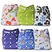 ArtOfLife Baby Cloth Diapers 6 Pack with 6 Inserts Adjustable Washable and Reusable Dipaers Fitted for Baby Girls and Baby Boys