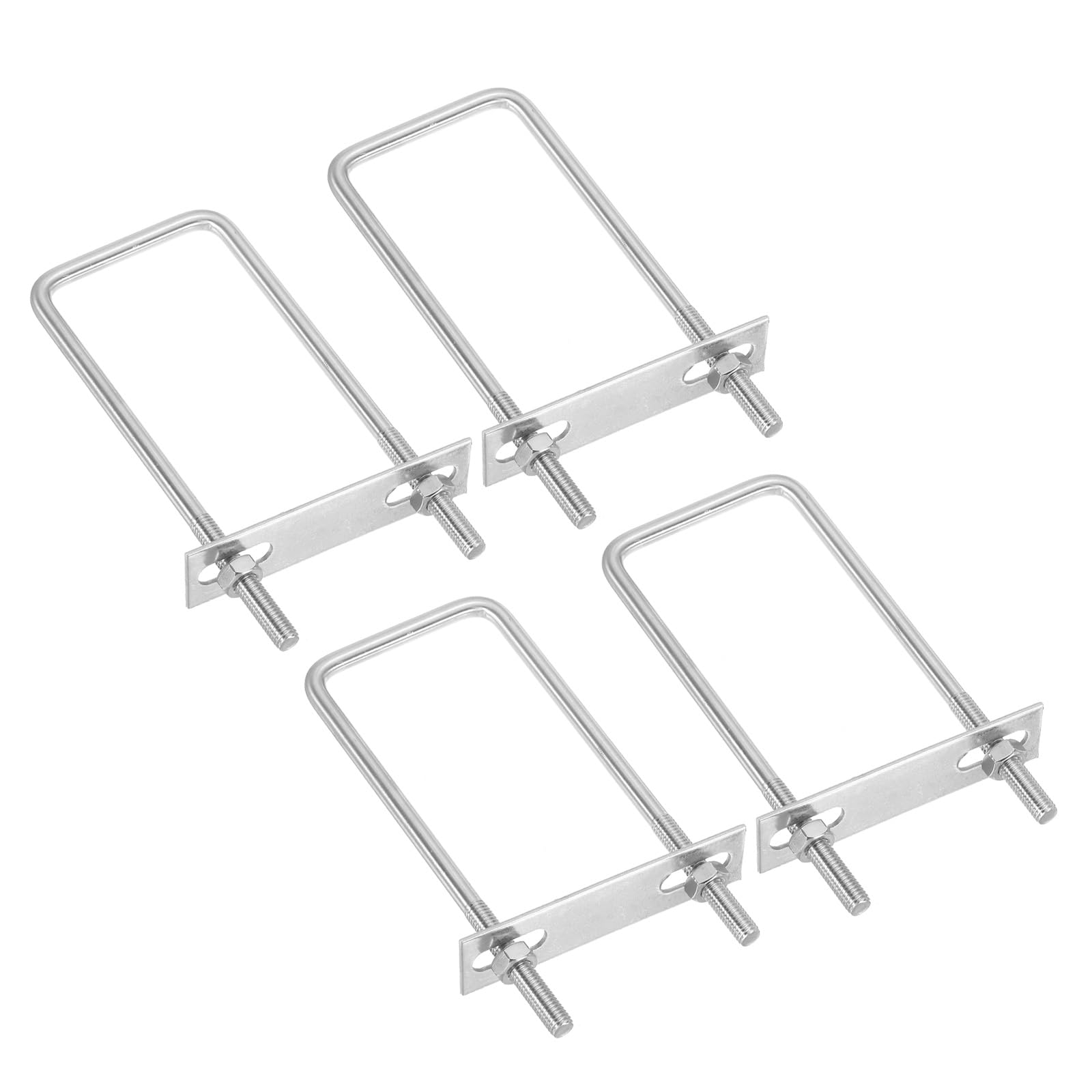 PATIKIL M8x60x120mm Square U-Bolts Kit, 4Set 304 Stainless Steel Square U Shaped Bolts Replacement Parts with Frame Plates and Nuts for Ski Board Sailboat Trailer