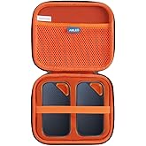 Anleo Hard Travel Case for SanDisk 500GB 1TB 2TB 4TB Extreme PRO Portable SSD (Black+Orange, Case for 2 Hard Drives)