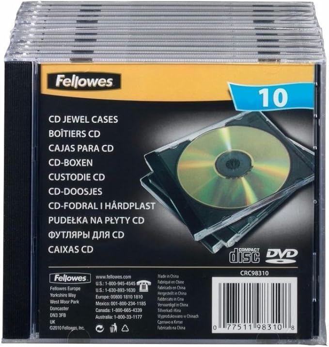 Fellowes 98310 Cd Jewel Case Black (Pack of 10) Amazon.co.uk