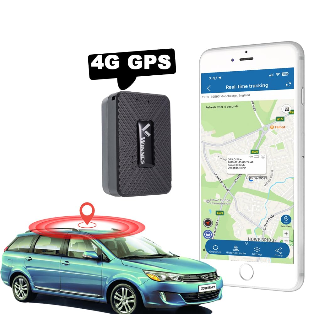 Winnes 4G Mini GPS Tracker TK913 Portable Anti-theft GPS Locator Real-time Tracking Alert Notification Voice Monitor Strong Magnetic Free Web APP for Kids Elderly
